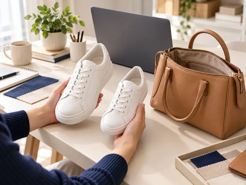 Illustrative footwear size and bag sample consultation