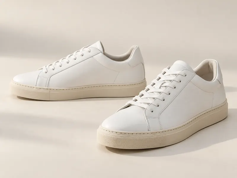 Pair of unbranded white low-top casual sneakers