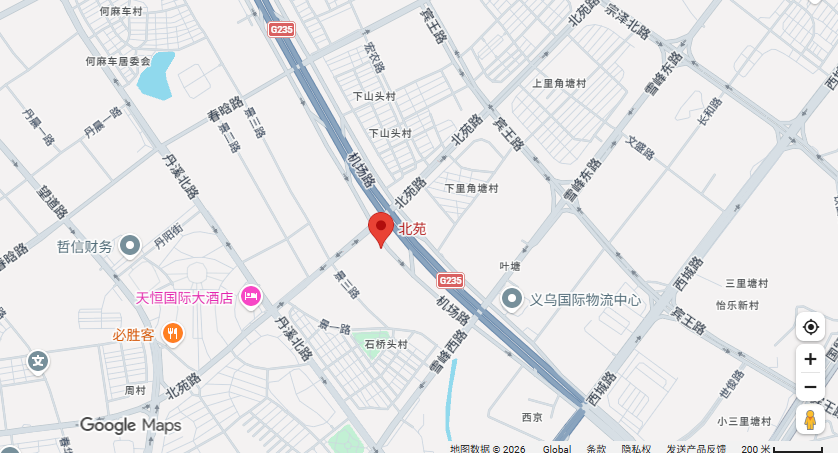 Google Maps overview of Beiyuan, Yiwu, with the area pin